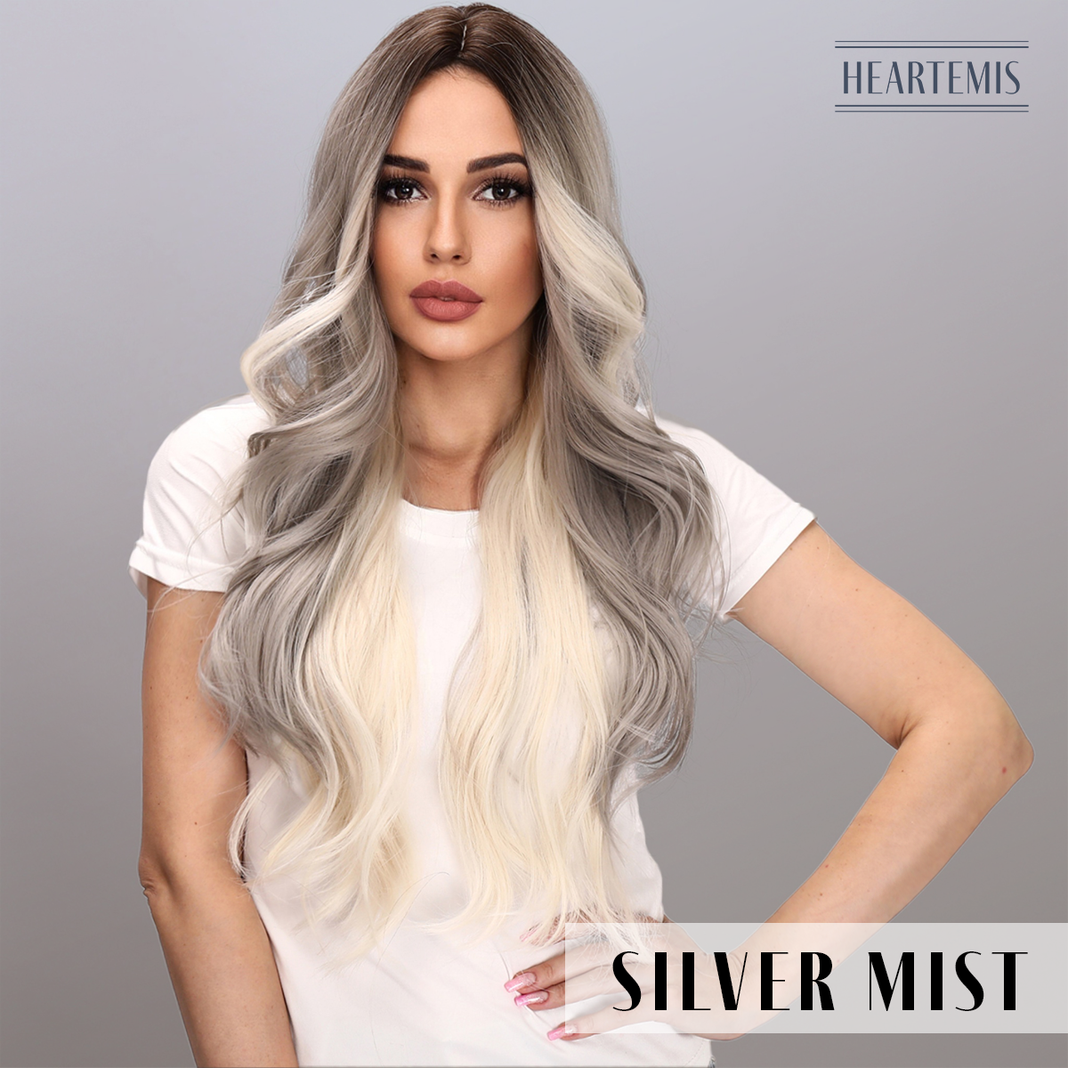 [Silver Mist] 30-inch Silver Loose Wave without Bangs (Synthetic Wig)